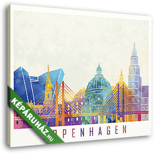 Copenhagen landmarks watercolor poster - vászonkép 3D látványterv