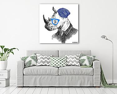 Rhino hipster stílusban (vászonkép) - vászonkép, falikép otthonra és irodába
