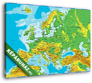 Európa földrajzi térképe - vászonkép 3D látványterv
