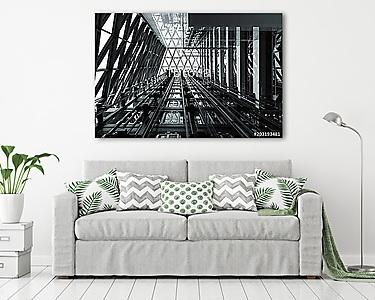 Black and white abstract steel construction background (vászonkép) - vászonkép, falikép otthonra és irodába
