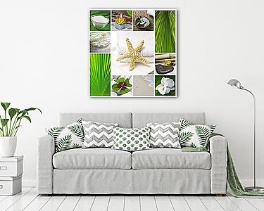 Wellness & Spa - Kollázs zöld és fehér (vászonkép) - vászonkép, falikép otthonra és irodába