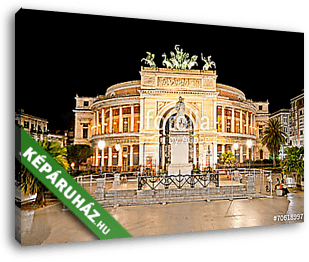 Politeama színház éjszaka Palermo, Szicília. Olaszország. - vászonkép 3D látványterv