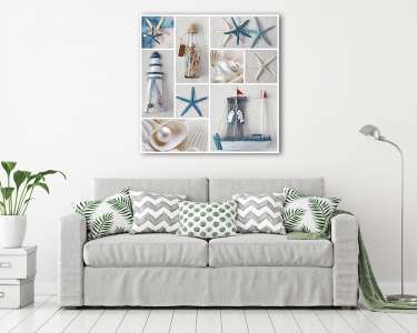Nyári tengeri csillagok kollázsai (vászonkép) - vászonkép, falikép otthonra és irodába