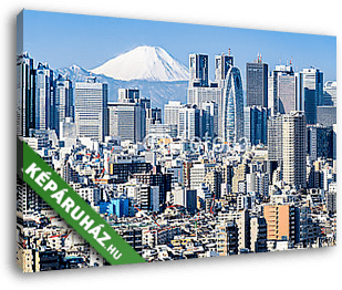 Tokió télen Fujiyama-val a háttérben - vászonkép 3D látványterv
