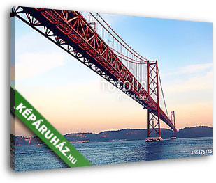 Vörös hidat napnyugtakor, Lisszabon, Portugália. Régies - vászonkép 3D látványterv