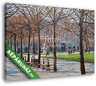 Egy kis park Párizsban (olajfestmény reprodukció) - vászonkép 3D látványterv