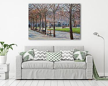 Egy kis park Párizsban (olajfestmény reprodukció) (vászonkép) - vászonkép, falikép otthonra és irodába