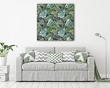 Trópusi levelek tapétaminta (vászonkép) - vászonkép, falikép otthonra és irodába