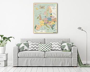 Európa-nagyon részletes térkép. (vászonkép) - vászonkép, falikép otthonra és irodába