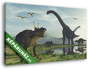 Dinoszauruszok találkozása - vászonkép 3D látványterv