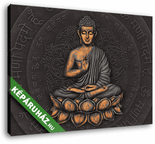 Ülő Buddha bronz színekben - vászonkép 3D látványterv