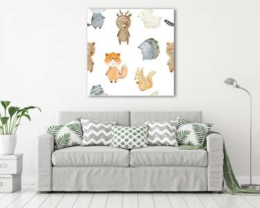 Erdei állatok tapétaminta (vászonkép) - vászonkép, falikép otthonra és irodába