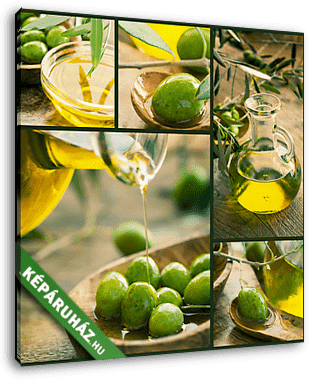 Frissen betakarított olívabogyóolaj, olívaolaj olajfán - vászonkép 3D látványterv