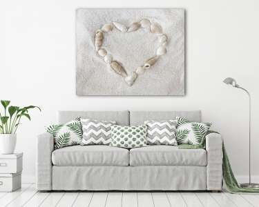 Fehér seashells fehér homokkal (vászonkép) - vászonkép, falikép otthonra és irodába