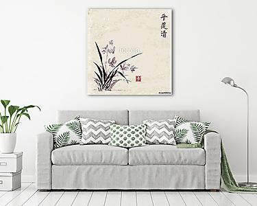 Vad orchidea a réten. A hagyományos japán festékfestés sumi-e (vászonkép) - vászonkép, falikép otthonra és irodába