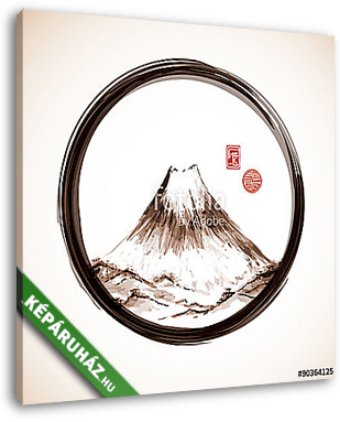 Fujiyama hegy tintával kézzel húzott  - vászonkép 3D látványterv