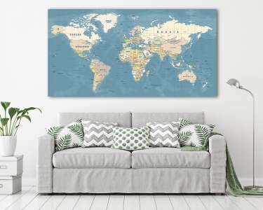 Világtérkép vektor. A világtérkép részletes bemutatása (vászonkép) - vászonkép, falikép otthonra és irodába