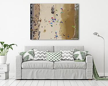 Sárkány szörfözés a strandon (légi felvétel) (vászonkép) - vászonkép, falikép otthonra és irodába