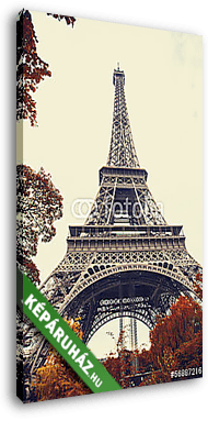 Párizsban. Szép kilátás az Eiffel-toronyra ősszel - vászonkép 3D látványterv
