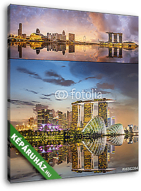 Szingapúr sziluettje és kilátás Marina Bay-ban - vászonkép 3D látványterv