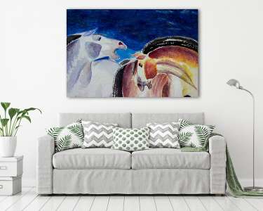 Absztrakt színes lovak (akvarell) (vászonkép) - vászonkép, falikép otthonra és irodába