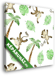 Ugráló majmok tapétaminta - vászonkép 3D látványterv