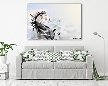 Absztrakt ló (akvarell) (vászonkép) - vászonkép, falikép otthonra és irodába