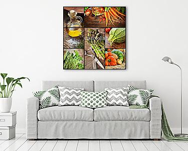 Friss zöldségek kollázs (vászonkép) - vászonkép, falikép otthonra és irodába