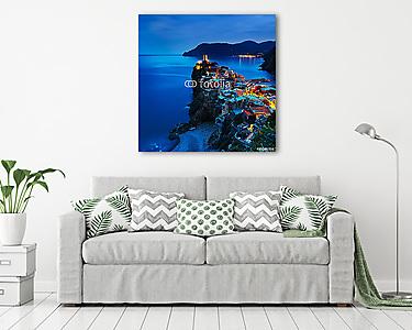 Vernazza falu, napnyugta légi felvétele. Cinque Terre, Ligury, I (vászonkép) - vászonkép, falikép otthonra és irodába