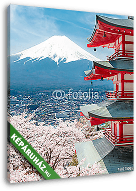 Chureito pagoda, háttér Fuji Mountain, Japán - vászonkép 3D látványterv