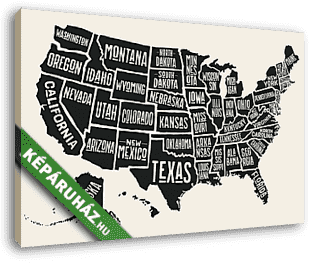 USA államok térképe, rajz - vászonkép 3D látványterv