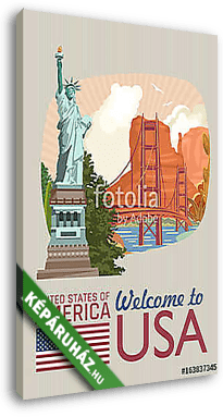 Üdvözöljük az USA-ban. Amerikai Egyesült Államok poszter. Vektor - vászonkép 3D látványterv