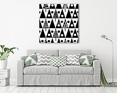 Seamless scandinavian black white pattern (vászonkép) - vászonkép, falikép otthonra és irodába