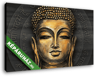 Arany Buddha fej részlet, digitális art - vászonkép 3D látványterv
