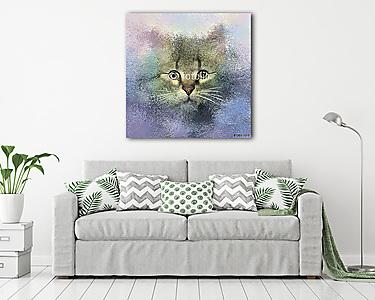 Absztrakt portré a macska (olajfestmény reprodukció) (vászonkép) - vászonkép, falikép otthonra és irodába