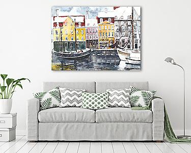 Koppenhágai kikötőrészlet  (vászonkép) - vászonkép, falikép otthonra és irodába