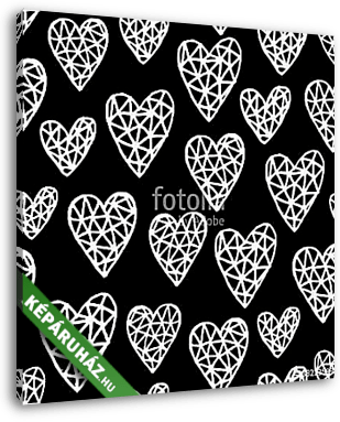 Hand Drawn Hearts Pattern - vászonkép 3D látványterv