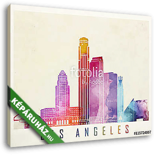 Los Angeles landmarks watercolor poster - vászonkép 3D látványterv