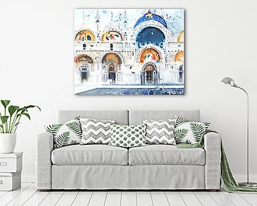 Velence Olaszország San Marco kupola akvarell festmény illusztrá (vászonkép) - vászonkép, falikép otthonra és irodába