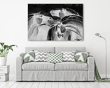 Lovak fekete fehérben absztrakt (akvarell) (vászonkép) - vászonkép, falikép otthonra és irodába