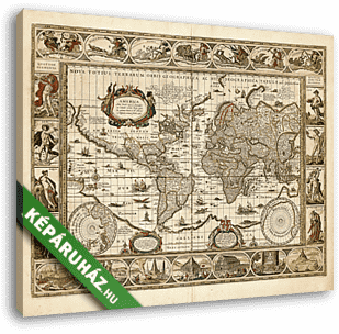 Világtérkép 1635 (színverzió 1) - vászonkép 3D látványterv