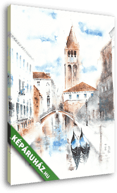 Velencei látkép egy hídról - akvarell - vászonkép 3D látványterv
