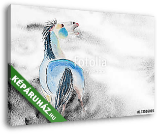 Színes ló absztrakt (akvarell) - vászonkép 3D látványterv