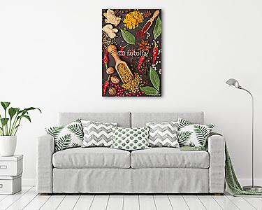 csendélet fűszerekkel és fűszernövényekkel (vászonkép) - vászonkép, falikép otthonra és irodába
