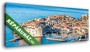 Dubrovnik townscape aerial panorama. / Aerial townscape of Dubrovnik city in Croatia, panorama view - Adriatic Sea scenery.   - vászonkép 3D látványterv