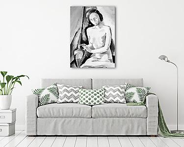 Ülő női akt (színverzió 2) (vászonkép) - vászonkép, falikép otthonra és irodába