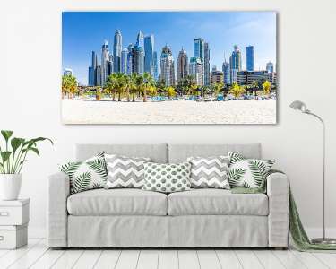 Dubai jumeirah tengerpart, felhőkarcolókkal a háttérben 2. (vászonkép) - vászonkép, falikép otthonra és irodába
