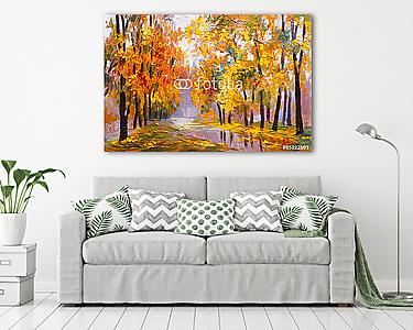Őszi erdő elhullott levelekkel (olajfestmény reprodukció) (vászonkép) - vászonkép, falikép otthonra és irodába