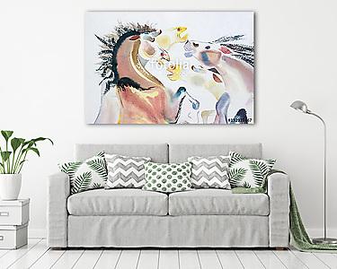 Absztrakt modern stílusú lovak (vászonkép) - vászonkép, falikép otthonra és irodába