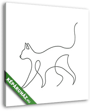 Sétáló cica (vonalrajz, line art) - vászonkép 3D látványterv